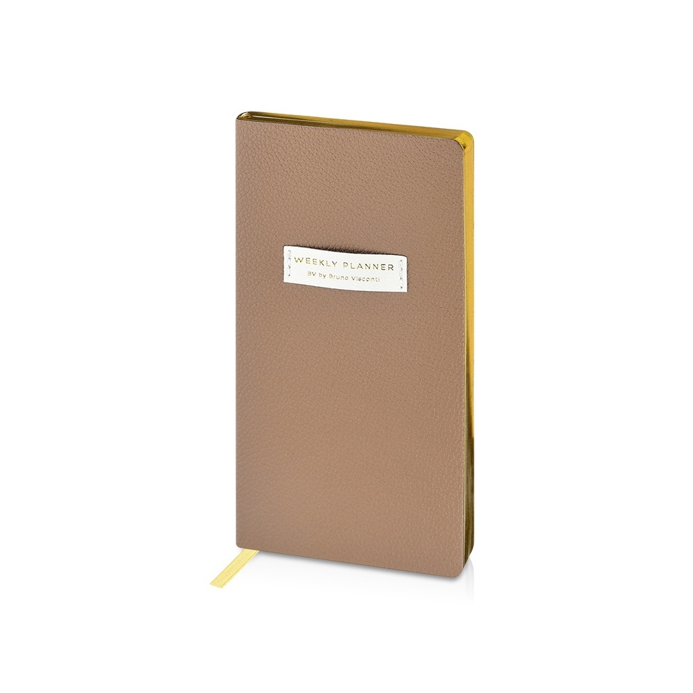 Еженедельник недатированный А6 "Total beige" с нашивкой, бежевый