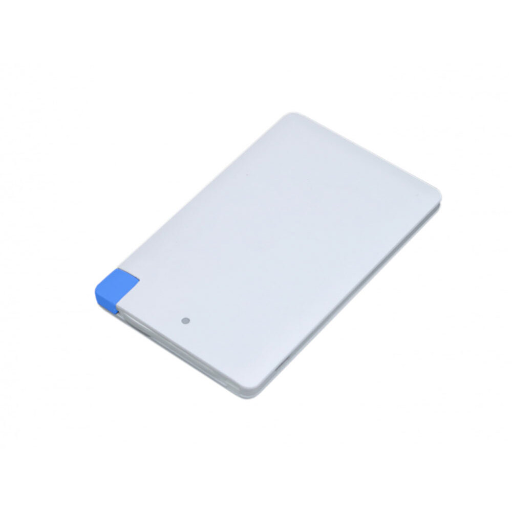 Универсальное зарядное устройство Credit _card1_power_bank  под нанесение логотипа  в виде кредитной карты, толщина всего 7,5 . 2500MAH. Синий