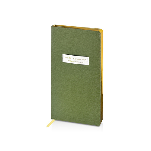 Еженедельник недатированный А6 "Verde" с нашивкой, зеленый